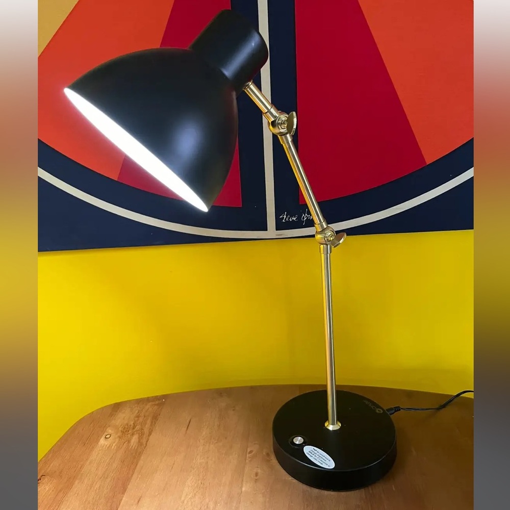 OttLite Adapt LED Desk Lamp with USB black and gold